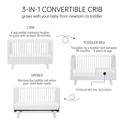 Babyletto Hudson 3-In-1 Convertible Crib with Toddler Bed Conversion Kit in Grey, Greenguard Gold Certified Baby Products Cribs Furniture Infant & Toddler Beds Nursery