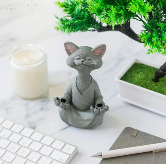 Meditating Cat Figurine