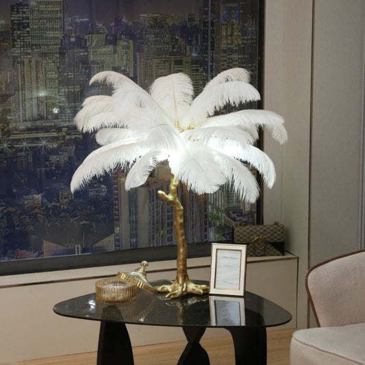 Ostrich Feather Table Lamp