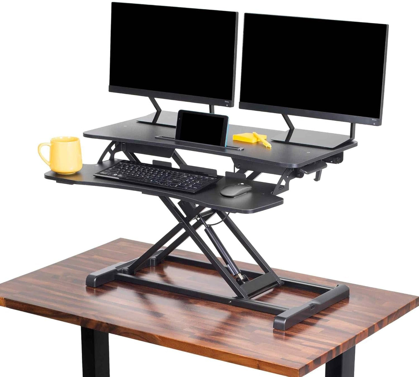 Flexpro Hero 37 Inch Standing Desk Converter, for Office and Home, Height Adjustable, 2 Level Sit to Stand Workspace with Keyboard Shelf & Monitor Riser, Sit or Stand (Black, 37 X 18 X 4.5 to 20) Computer Workstations Desks & Workstations Office Furniture & Lighting Office Products