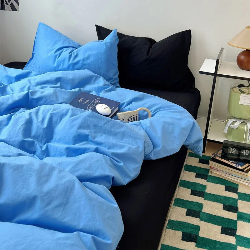 Soft Washed Solid Color Cotton Bedding Set