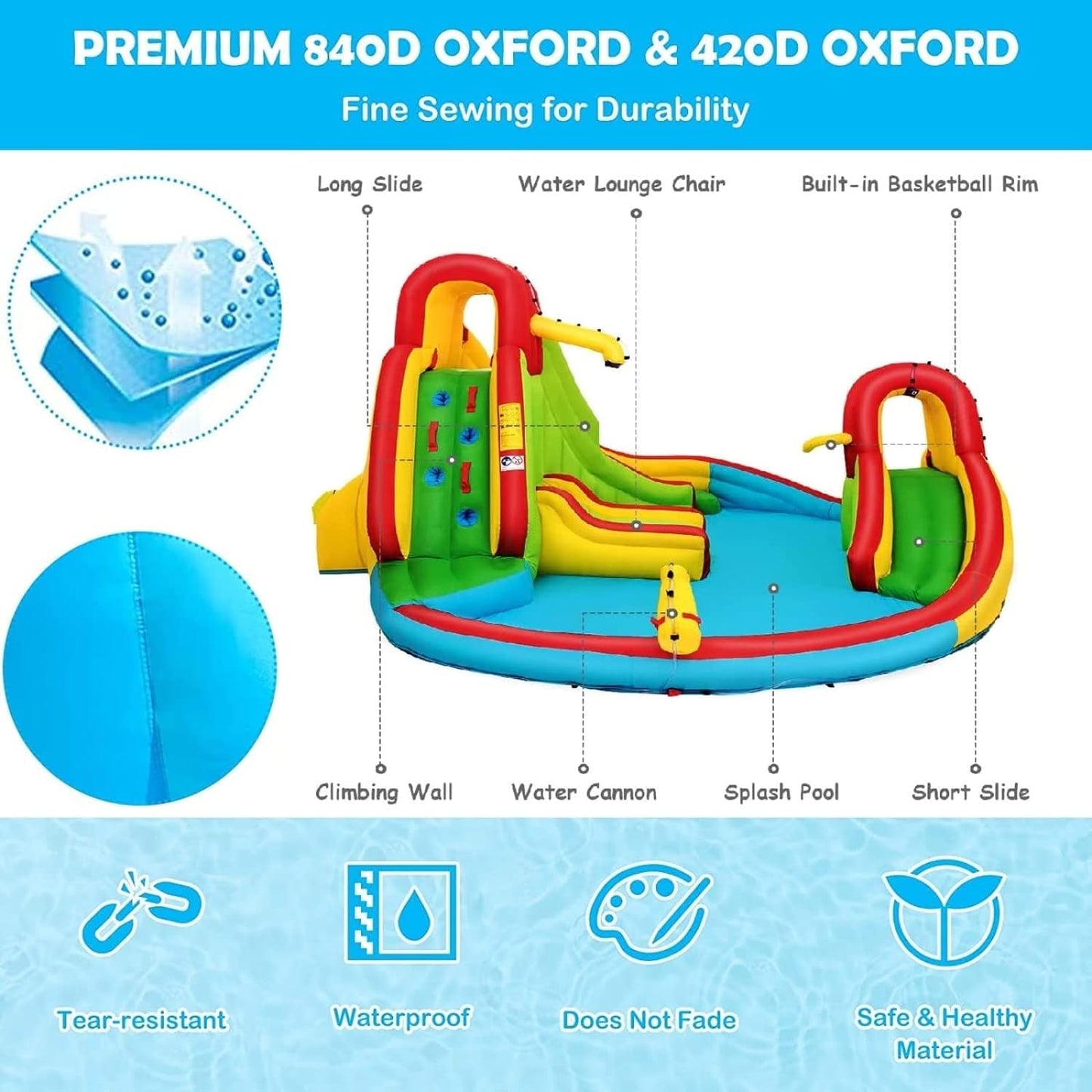 Costzon Inflatable Water Slide, 16X14Ft Mega Waterslides for Kids with Dual Slides & Climbing Walls for Racing Fun, Large Splash Pool, Water Slides for Big Kids and Adults Outdoor Backyard Party Gifts Inflatable Water Slides Pool Toys Pools & Water Toys Sports & Outdoor Play Toys & Games