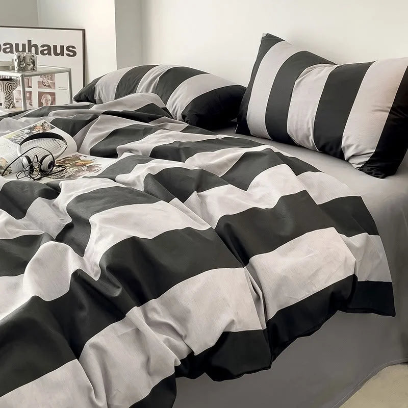 Soft Bold Stripe Cotton Bedding Set