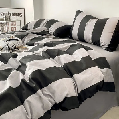 Soft Bold Stripe Cotton Bedding Set