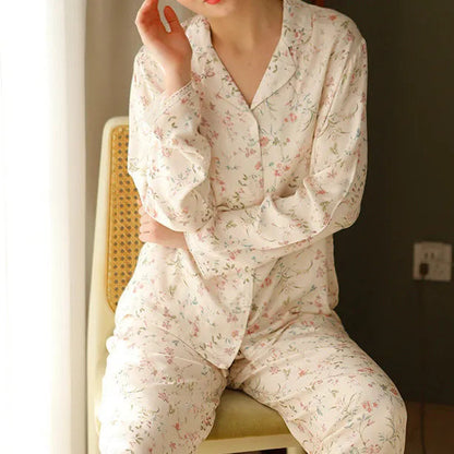Silky Vintage Floral Cotton Sateen Pajama Set