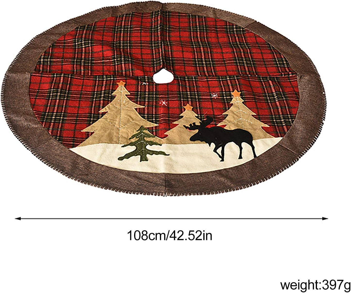 Christmas Tree Skirt 48Inch Double Layers Xmas Tree Skirt for Christmas Decorations Winter New Year House Decoration Supplies Holiday Ornaments Indoor Outdoor