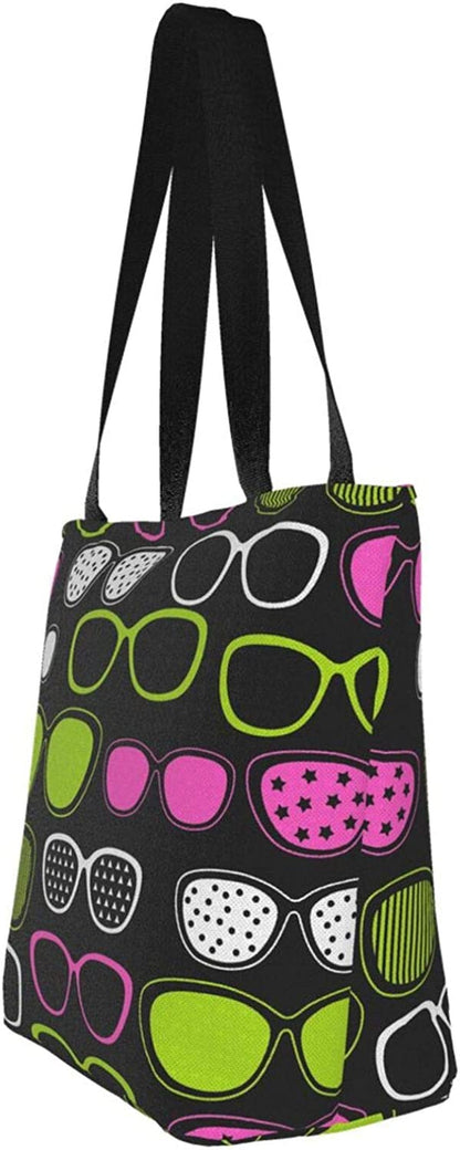 Antcreptson Eyeglasses Pop-Art Canvas Tote Bag for Women Travel Work Shopping Grocery Top Handle Purses Large Totes Reusable Handbags Cotton Shoulder Bags for Women Travel Work Shopping Grocery Home & Kitchen Kitchen & Dining Luggage & Bags Reusable Grocery Bags Shopping Totes Storage & Organization Travel & To-Go Food Containers