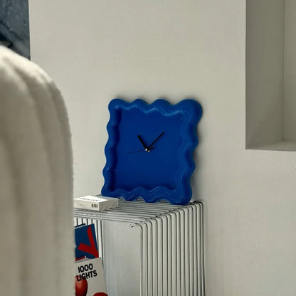 Wavy Squiggle Frame Minimalist Melamine Clock