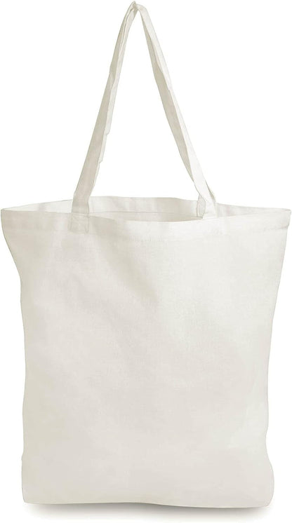 ZENPAC 15.7X3.3X15.7 4 Piece Reusable Grocery Bags, White Canvas Bags with Handles, Cotton Fabric Tote Bags for Tie Dye, DIY, Market, Shopping, Bulk