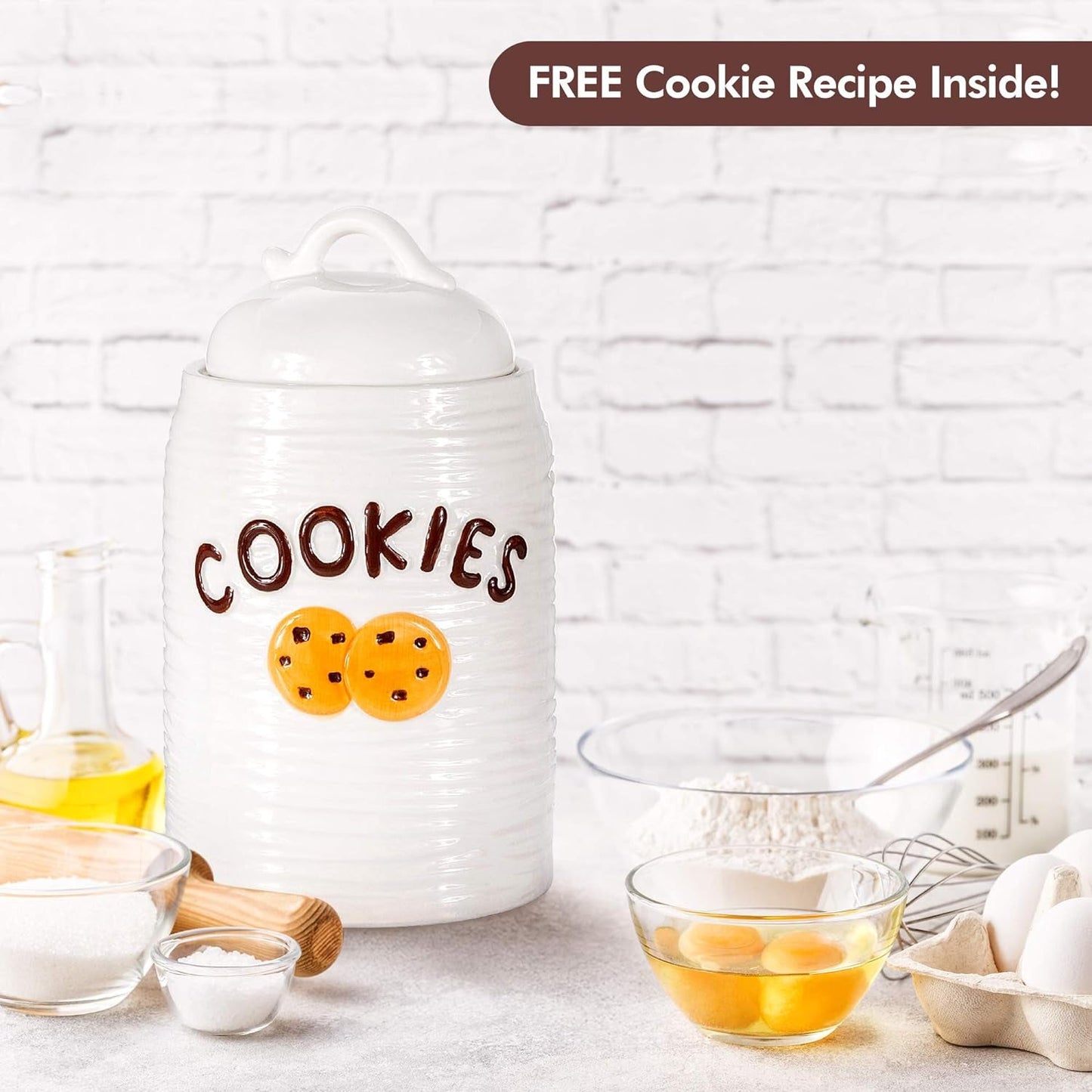 Cookie Jar - Cookie Jars for Kitchen Counter - Cookie Storage Containers Airtight - Cookie Jar Vintage - Cookie Jars with Lids - Cookie Container - Eco Friendly - Catherine'S Homeware by Woondulla Cookie Jars Food Storage Home & Kitchen Kitchen & Dining Storage & Organization