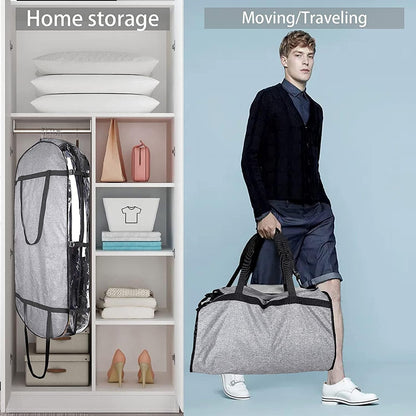 Garment Bags for Travel & Closet Storage, Garment Bags for Hanging Clothes, 50" Clear Dance Garment Bags, Moving Bags for Clothes, Garment Bag Cover, Suit Bag for Men Travel, Clothing Storage Bags Clothing & Closet Storage Garment Covers Home & Kitchen Storage & Organization