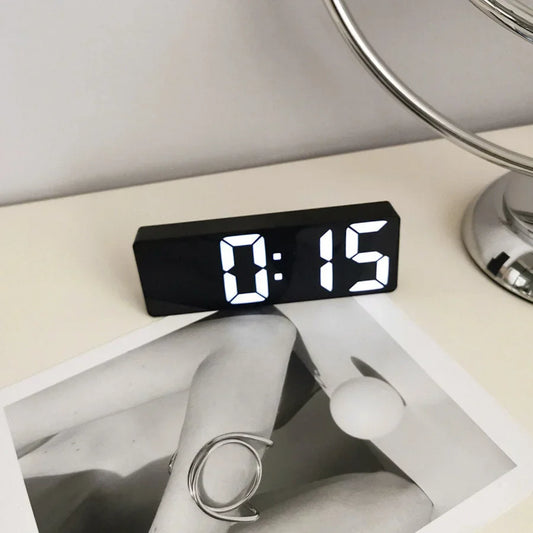 Sleek Mirrored Acrylic LED Table Clock