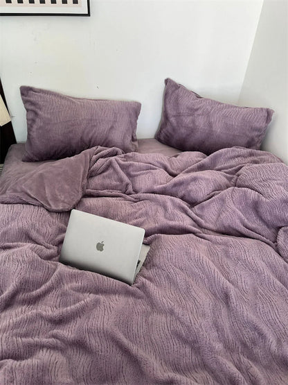 Plush Ruched Fleece Bedding Set