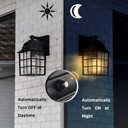 Dusk to Dawn Outdoor Wall Lights Aluminum Anti-Rust Exterior Light Fixture Wall Black Porch Lights Outdoor Wall Sconces Sensor Outdoor Light Fixture Waterproof Outdoor Wall Lantern 2 Pack Lighting & Ceiling Fans Outdoor Lighting Porch & Patio Lights Tools & Home Improvement Wall Lights