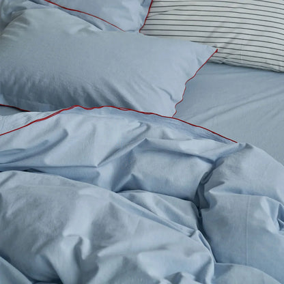 Soft Ruffle Trim Washed Cotton Bedding Set