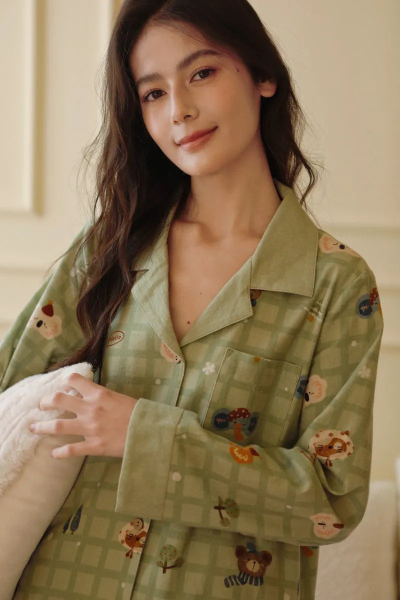 Soft Koala Plaid Washed Cotton Pajama
