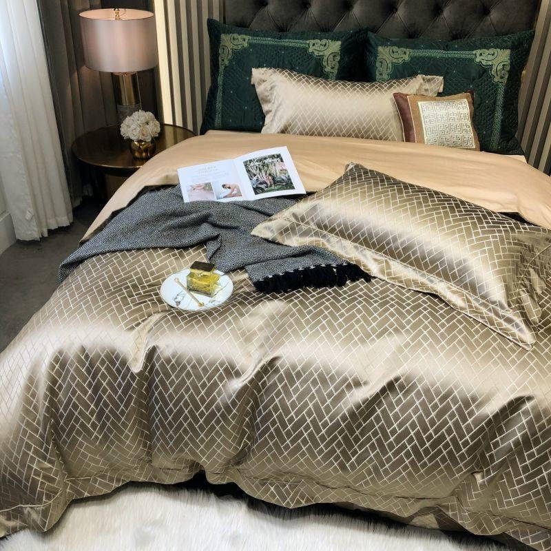Talia Gold Cotton Satin Bedding Set