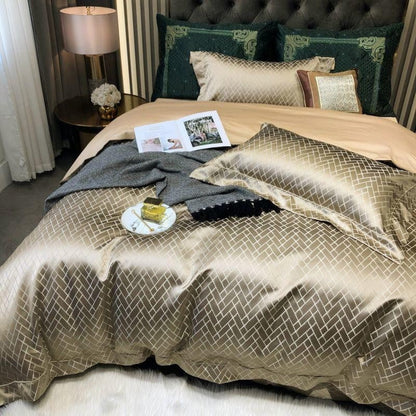 Talia Gold Cotton Satin Bedding Set