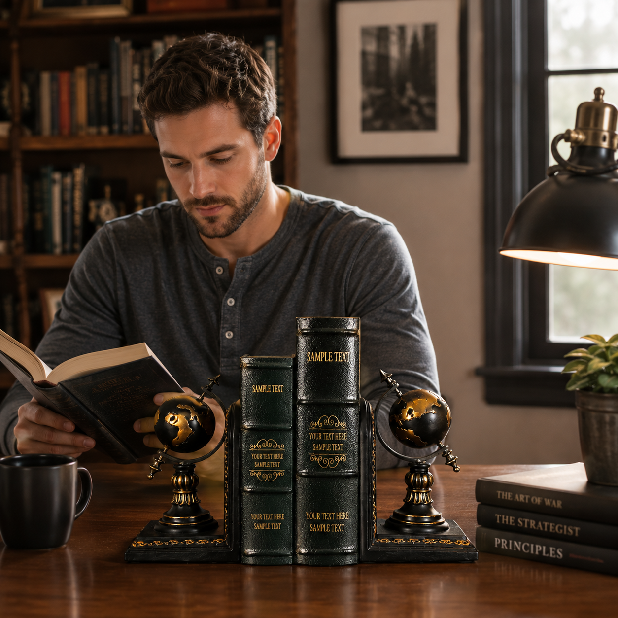 Resin Desktop Bookends - Elegant Office & Home Organizer bookend Living Room Organizer Table