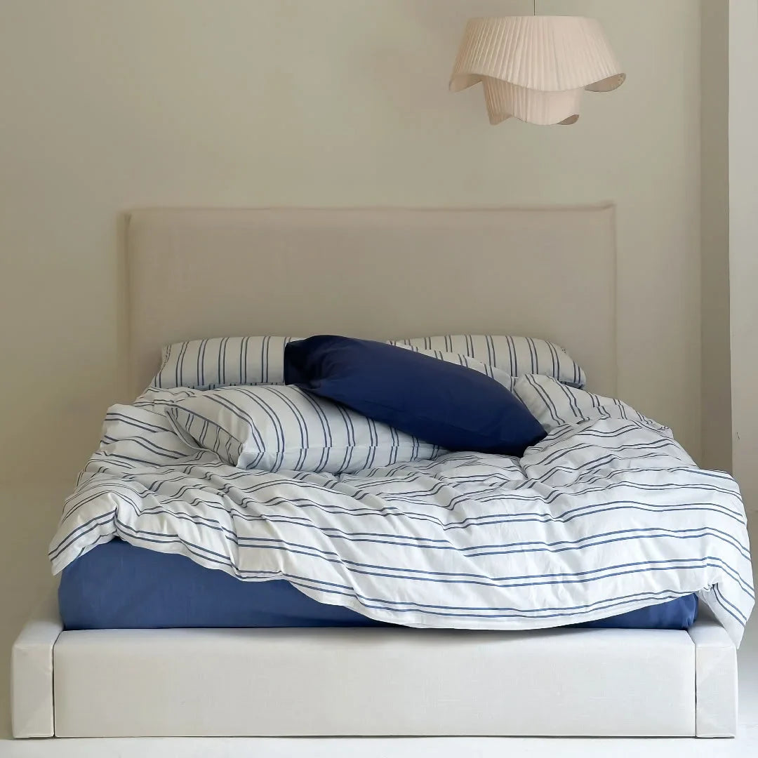 Crisp Nautical Pinstripe Washed Cotton Bedding Set