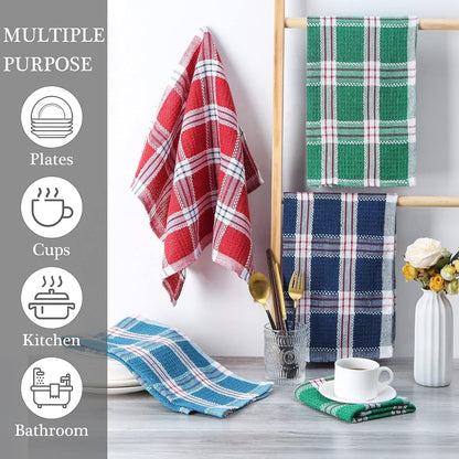 Kitchen Towels, 8-Piece Set of Four Colors, 16" × 26", 100% Cotton Reusable Dish Towels, Soft and Ultra Absorbent Washcloths Rags, Remove Oil Dish Cloths & Dish Towels Home & Kitchen Kitchen & Dining Kitchen & Table Linens