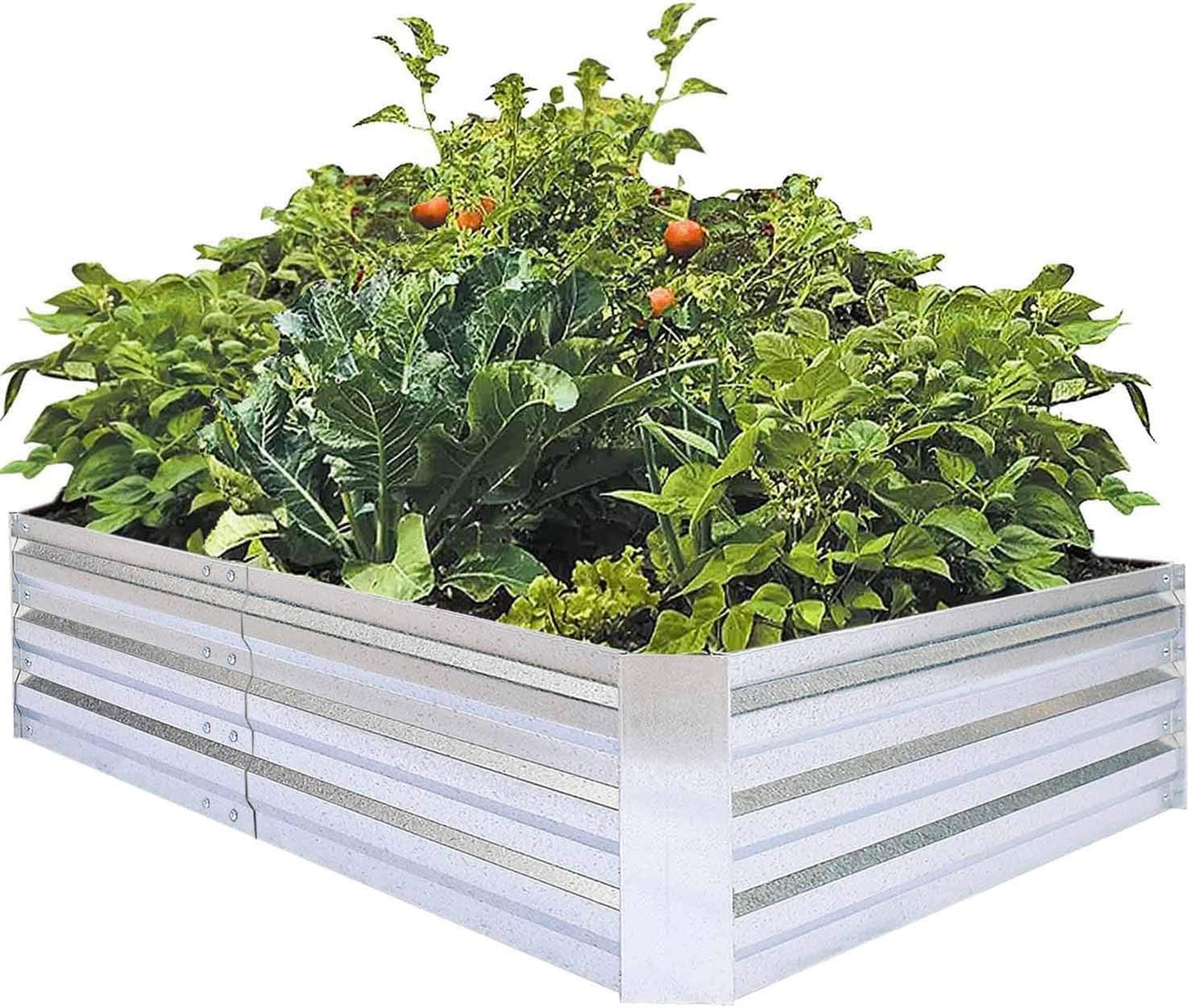 FOYUEE Galvanized Raised Garden Beds for Vegetables Large Metal Planter Box Steel Kit Flower Herb, 8X4X1Ft Gardening & Lawn Care Lawn & Garden Patio Planters & Container Accessories Pots Raised Beds