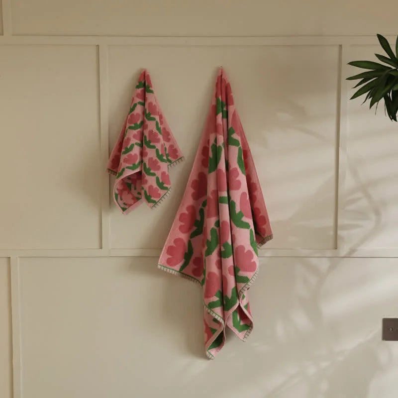 Plush Tulip Floral Cotton Towel Set