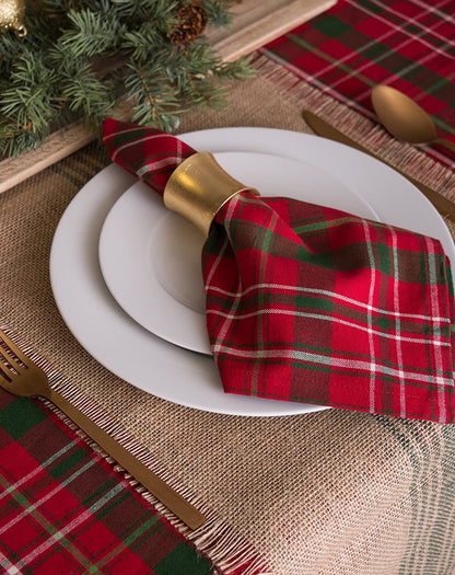 DII Holiday Dining Table Linen Collection Tartan Holly Plaid, Square Cloth Napkin Set, 20X20, Red & Green, 6 Count Cloth Napkins Home & Kitchen Kitchen & Dining Kitchen & Table Linens