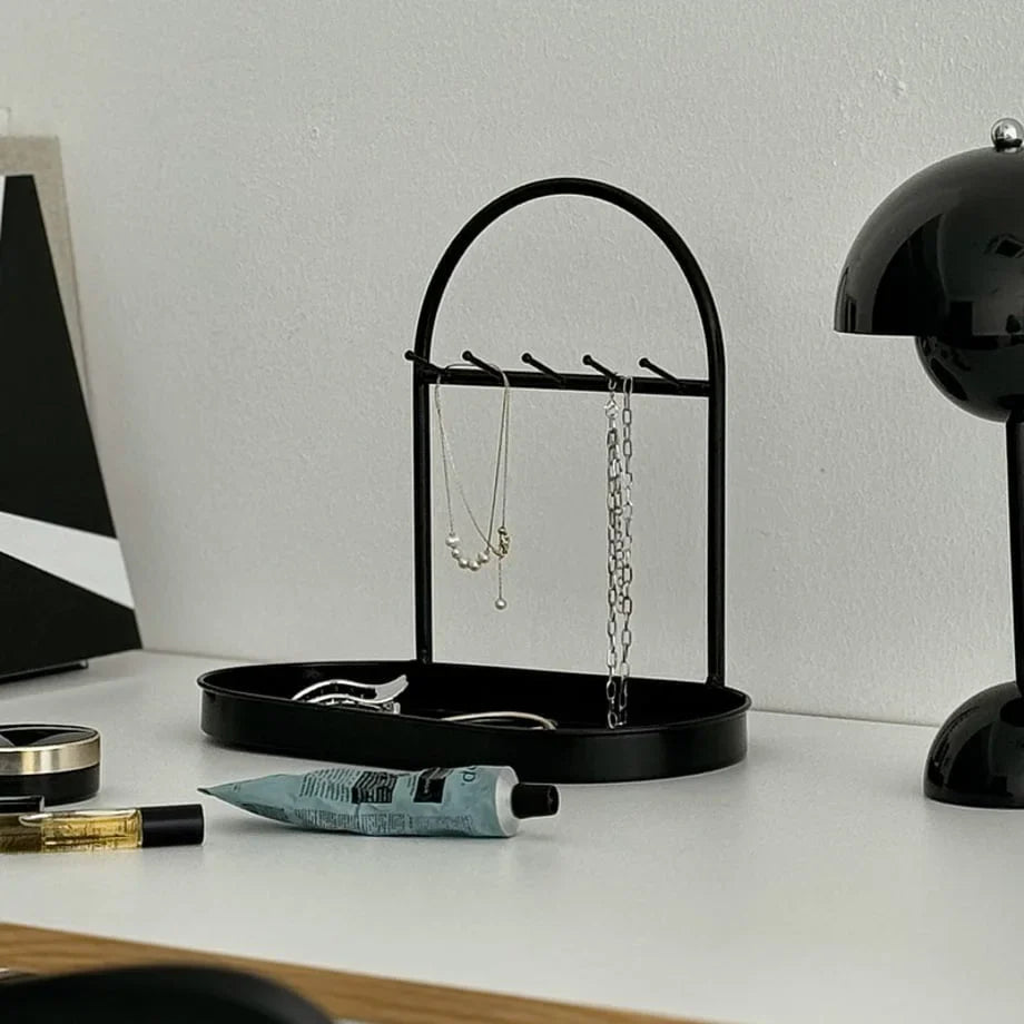 Sleek Arched Metal Jewelry Organizer