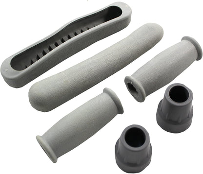 Cornucopia Replacement Crutch Parts Set, Comfortable Gray Rubber Pads Underarm Cushions, Hand Grips, and Feet Caps, Fits Standard Aluminum Crutches Canes Crutch Accessories Crutch Pads Crutches & Accessories Medical Supplies & Equipment Mobility & Daily Living Aids Mobility Aids & Equipment