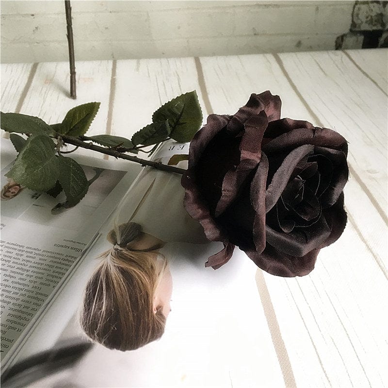 1pcs Artificial Black Rose