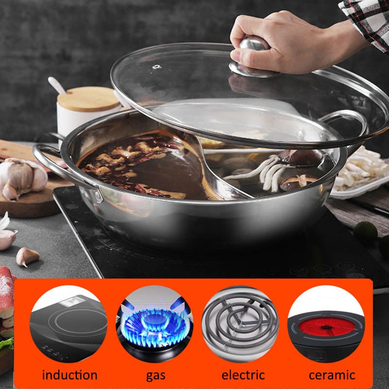 2 in 1 unterteilter Hot Pot mit Deckel