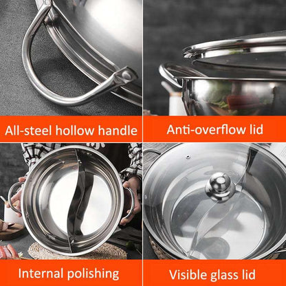 2 In 1 Divided Hot Pot with Lid