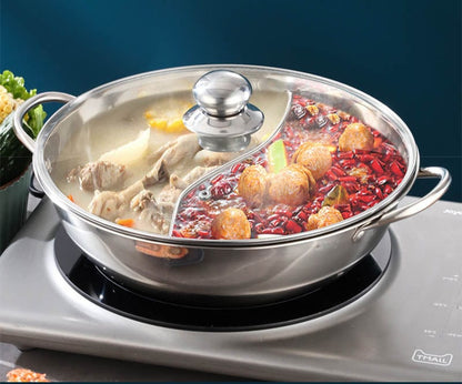 2 In 1 Divided Hot Pot with Lid