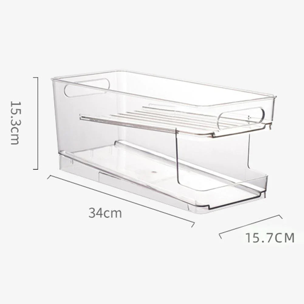 Suporte organizador transparente rolante de 2 camadas