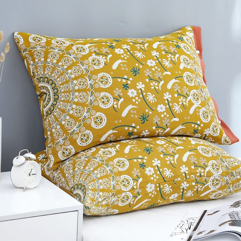 2 pcs Boho Plaid Cotton Gauze Pillowcases