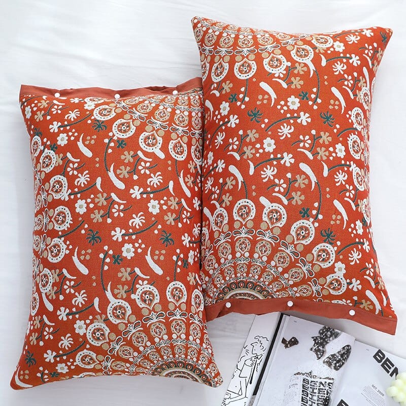 2 pcs Boho Plaid Cotton Gauze Pillowcases