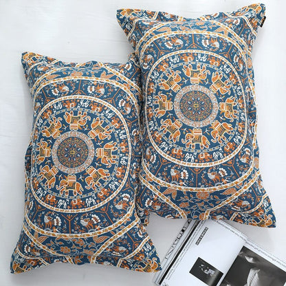 2 fundas de almohada de gasa de algodón a cuadros boho