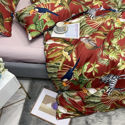 Exotic Garden Red Egyptian Cotton Bedding Set