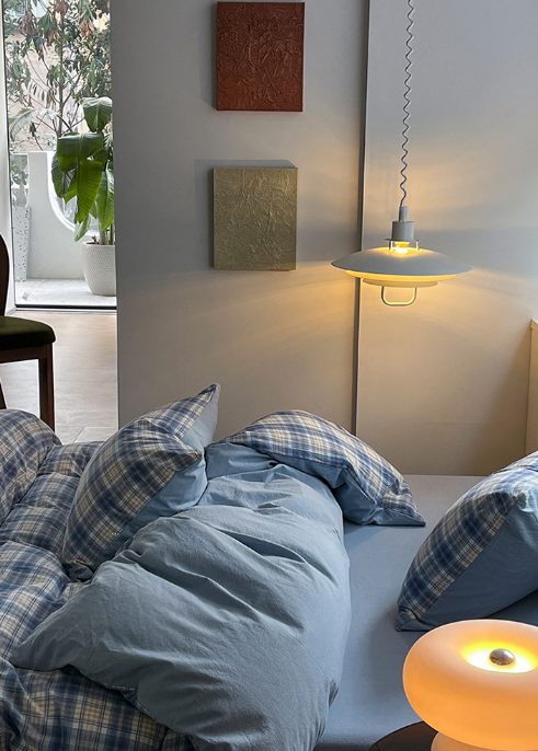 Vintage Blue Plaid Bedding Set