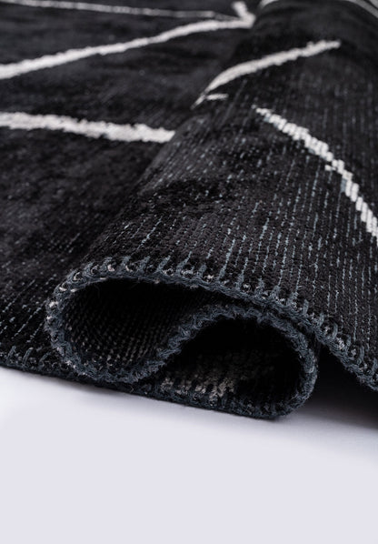 Palermo Light Grey - Black Rug