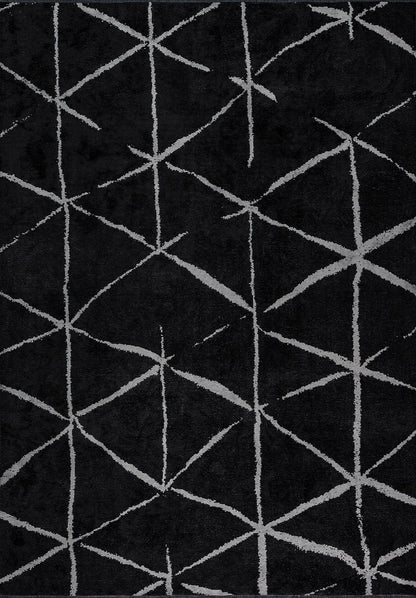 Palermo Light Grey - Black Rug