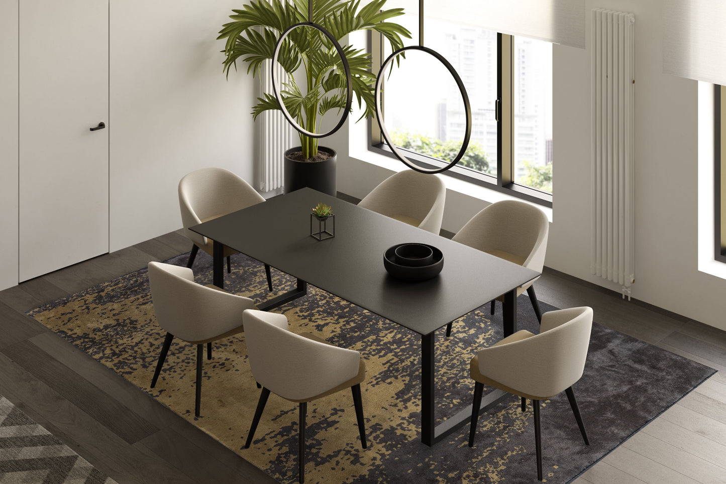 Milan Anthracite - Gold Rug