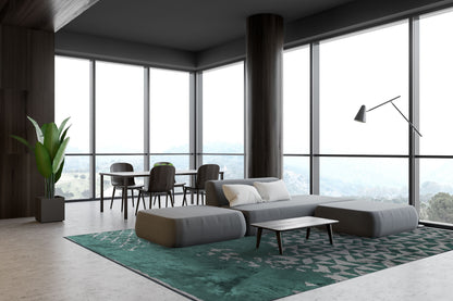 Gulf Dark Green - Grey Rug
