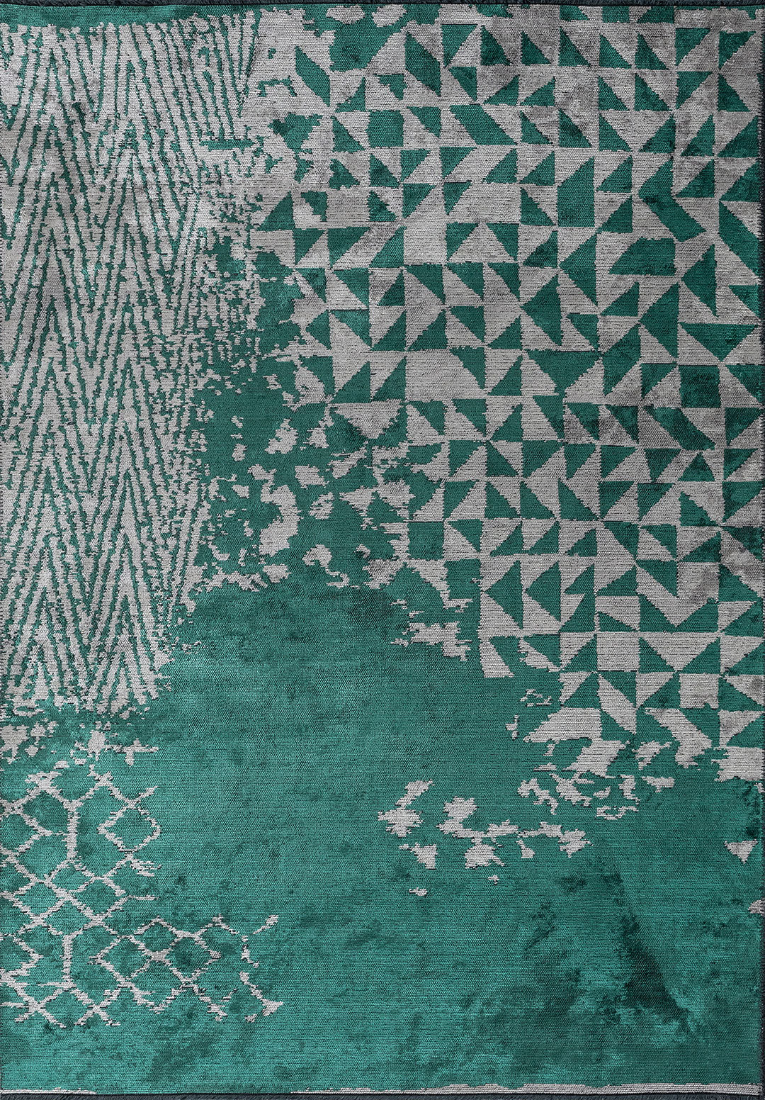 Gulf Dark Green - Grey Rug