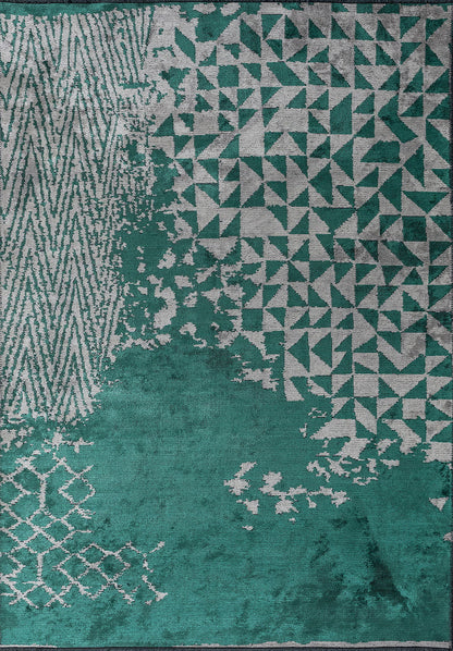 Gulf Dark Green - Grey Rug