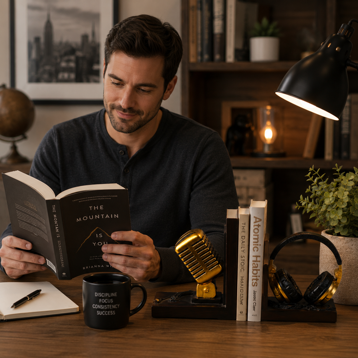 Microphone Headset Bookends - Unique Resin Desk Decor bookend Living Room Table