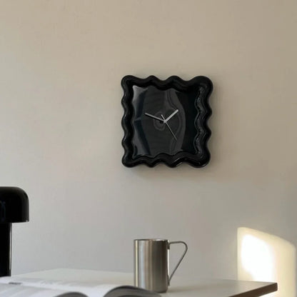 Wavy Squiggle Frame Minimalist Melamine Clock