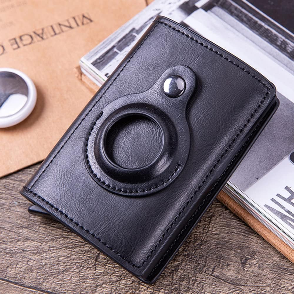 ELUVE 2-In-1 Airtag Wallet [Updated 2022 Version] Slim Smart Leather Trifold Air Tag Wallet + Airtag Keychain Set | RFID Block Technology, Pop-Up Credit Card Holder with Slim Money Clip for Men Black Accessories Card Cases & Money Organizers Clothing Men Shoes & Jewelry Wallets