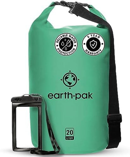 Earth Pak Waterproof Dry Bag - Roll Top Waterproof Backpack Sack Keeps Gear Dry for Kayaking, Beach, Rafting, Boating, Hiking, Camping and Fishing with Waterproof Phone Case Kayak Accessories Kayaking Sports Sports & Outdoors Water Sports